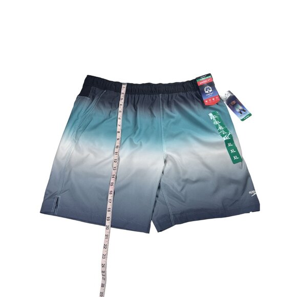 Speedo Tech Volley Swim Trunks Men's XL Black Teal White Ombre Comfort Liner NEW - Picture 6 of 9